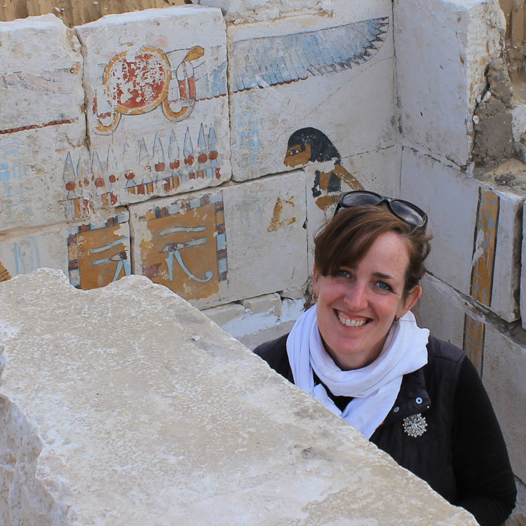 Jennifer Houser Wegner in ancient Egyptian ruins