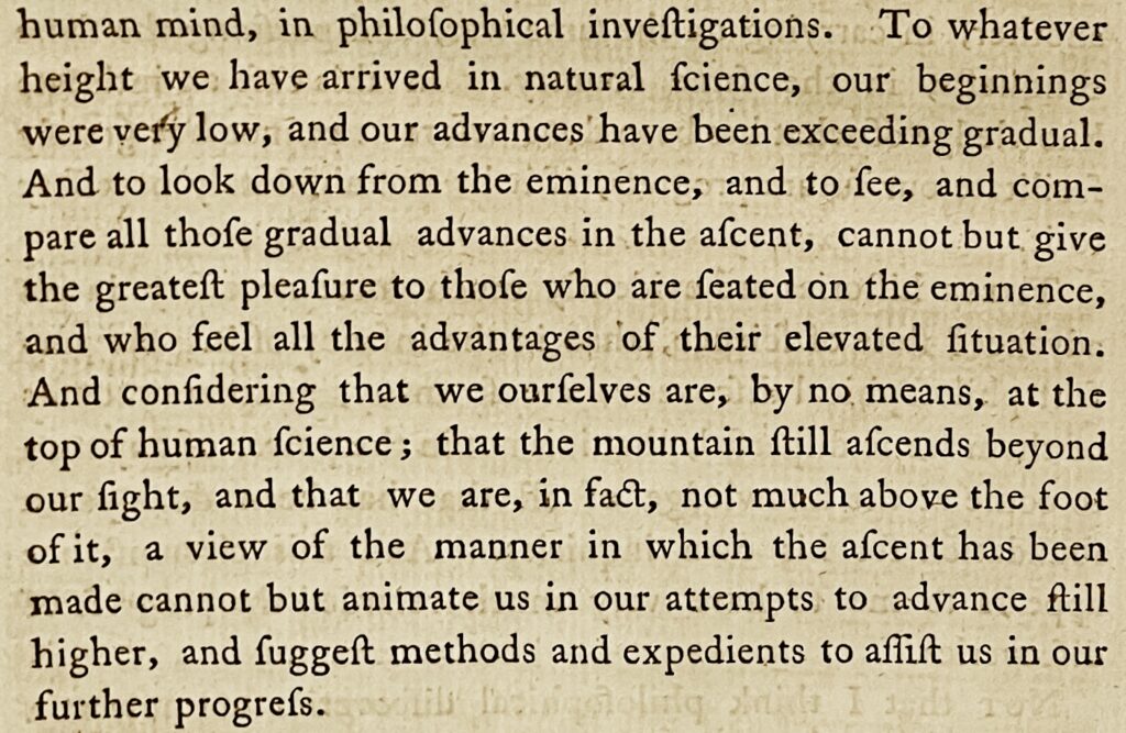 Passage from the preface of Joseph Priestley’s 1765 book The History and Present State of Electricity