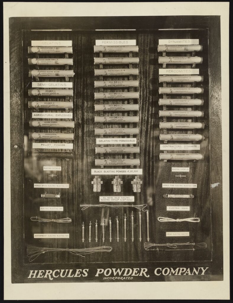 Varieties of Hercules Explosives Exhibit Panel, ca. 1936.