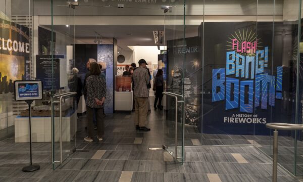 view of the entrance to Flash! Bang! Boom! exhibition at the Science History Institute