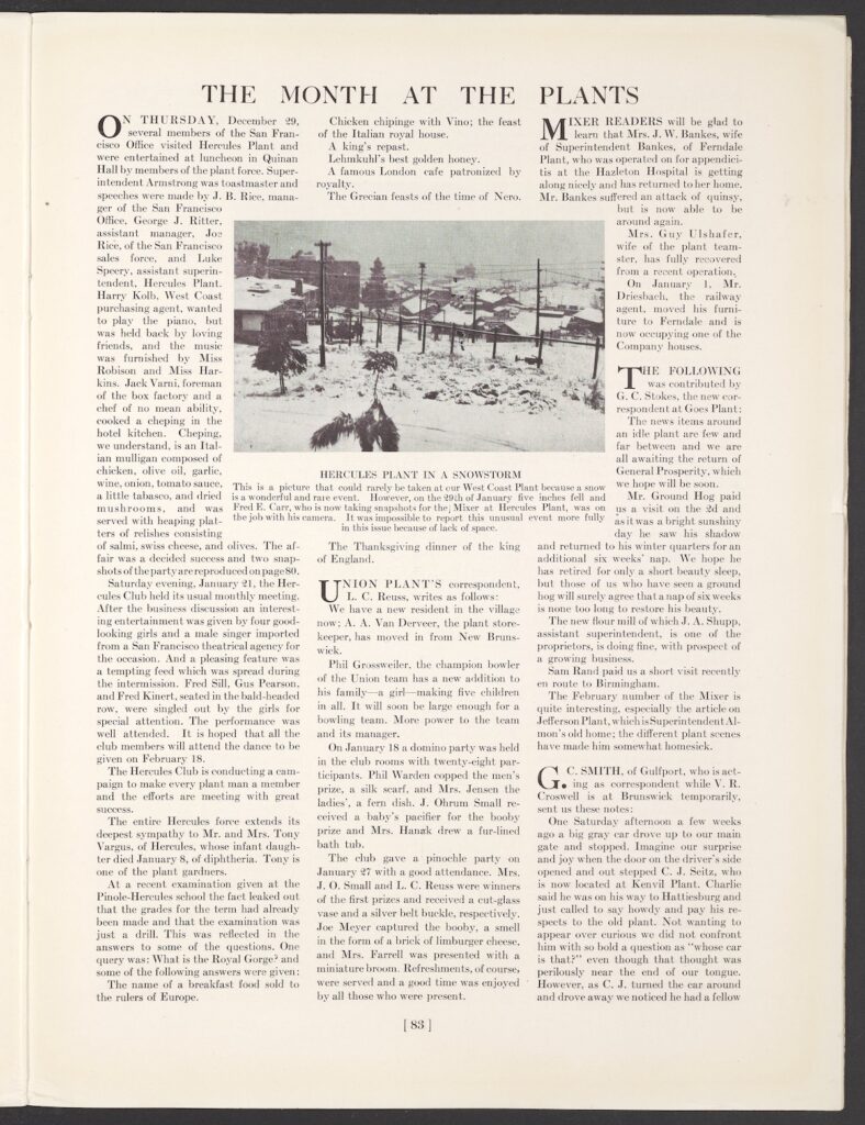 Page from an issue of The Hercules Mixer newsletter