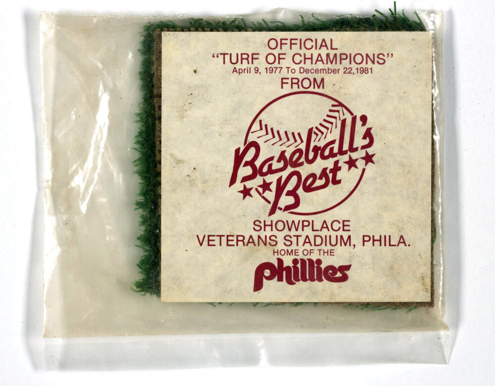package of astroturf sample labeled "Baseball's Best"