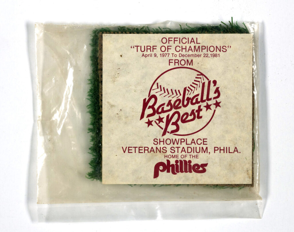 package of astroturf sample labeled "Baseball's Best"