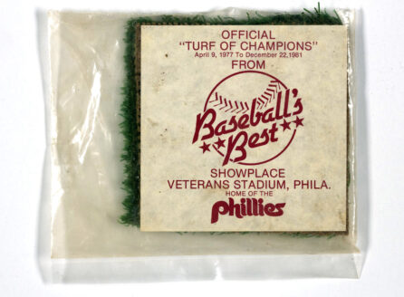 package of astroturf sample labeled "Baseball's Best"