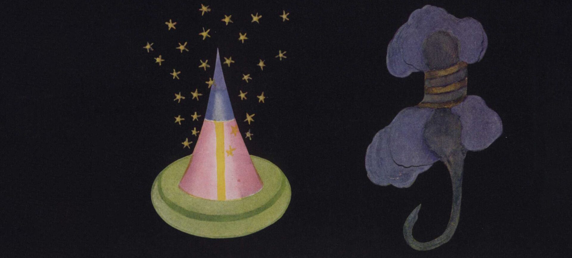 colorful illustrations depicting “thought-forms” made visible through clairvoyance captured from two mourners