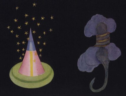 colorful illustrations depicting “thought-forms” made visible through clairvoyance captured from two mourners