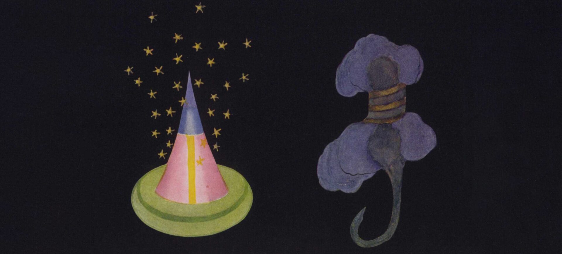 colorful illustrations depicting “thought-forms” made visible through clairvoyance captured from two mourners