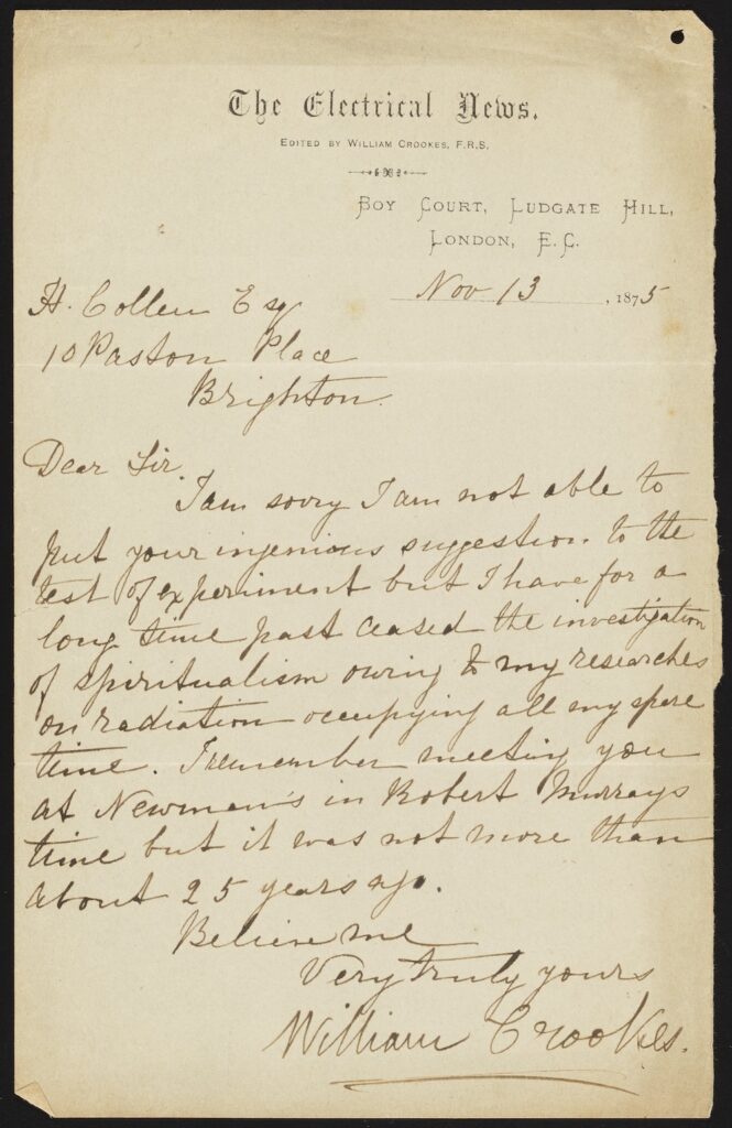 handwritten letter from 1875