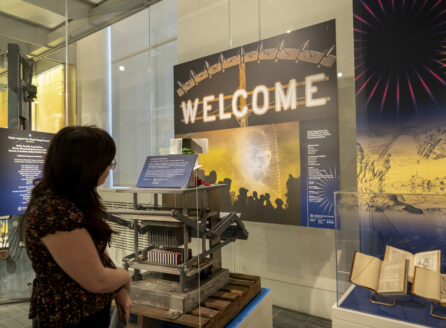 visitor viewing fireworks history exhibition