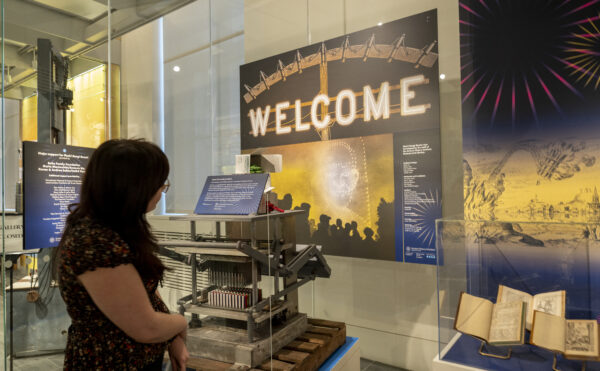 visitor viewing fireworks history exhibition