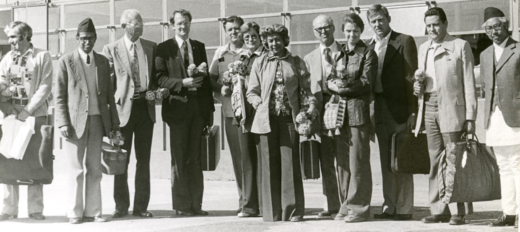 Group photo of d CIMMYT delegates in Nepal 1978