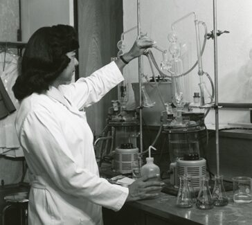 Evangelina Villegas in a lab, ca. 1970.