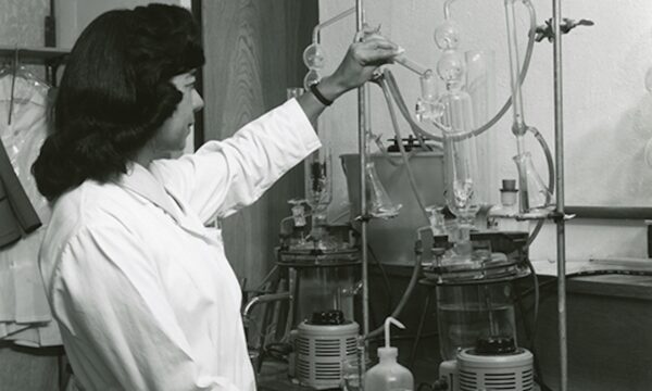 Evangelina Villegas in a lab, ca. 1970.