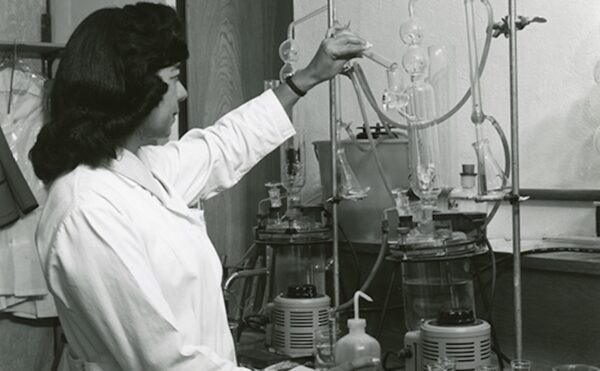 Evangelina Villegas in a lab, ca. 1970.