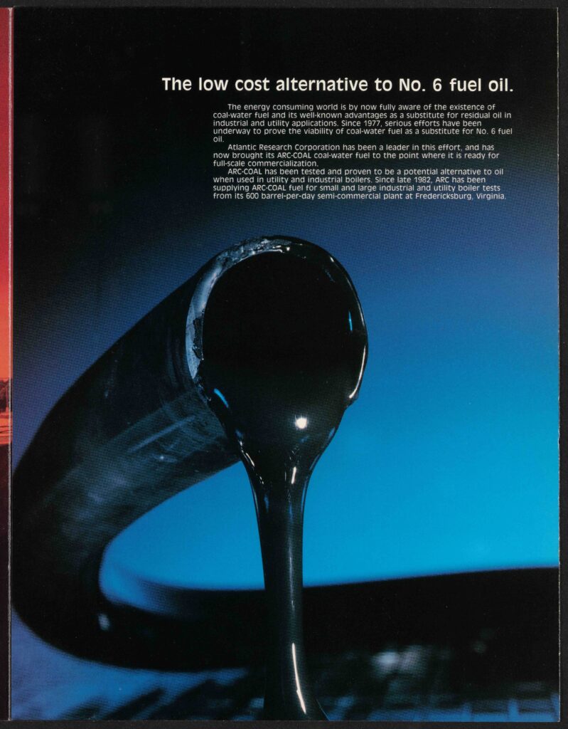 advertisement for coal-water fuel
