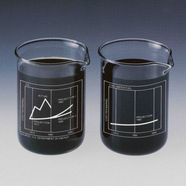Beakers filled with black liquid