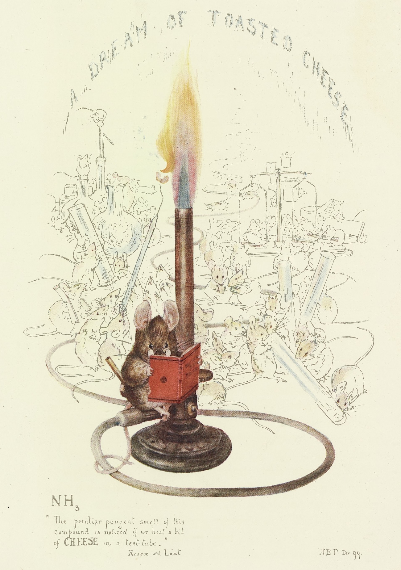 illustration of mice in a lab around a bunsen burner