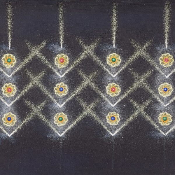 Gouache painting of a fireworks display