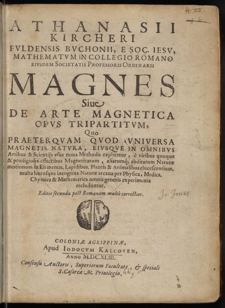 Title page from Magnes, sive de arte magnetica, 1643.