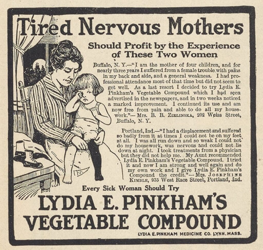 vintage ad for Lydia Pinkham's vegetable compound