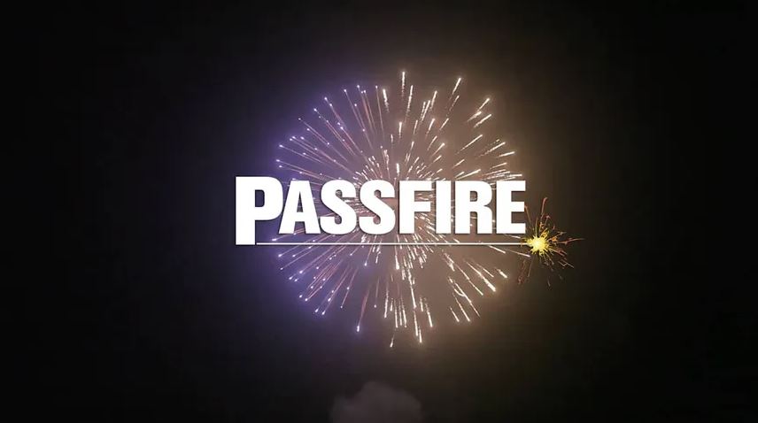 firework with the word "Passfire" over a black field