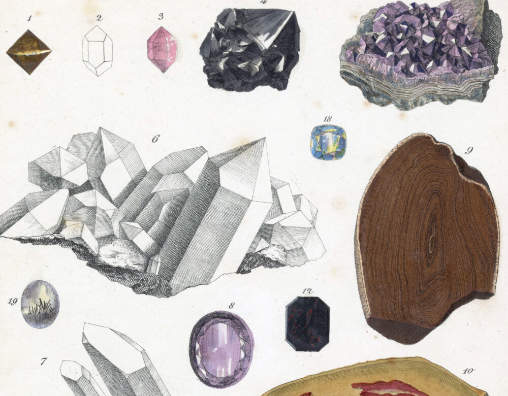 color illustration of quartz samples