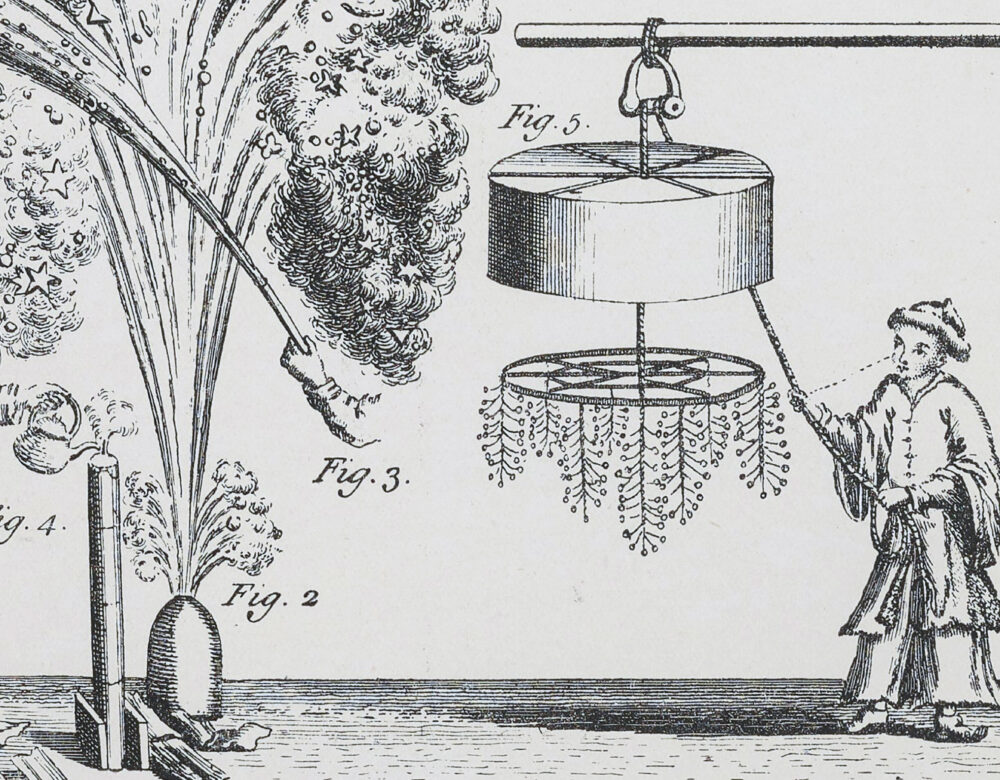 illustrations of 18th century fireworks production