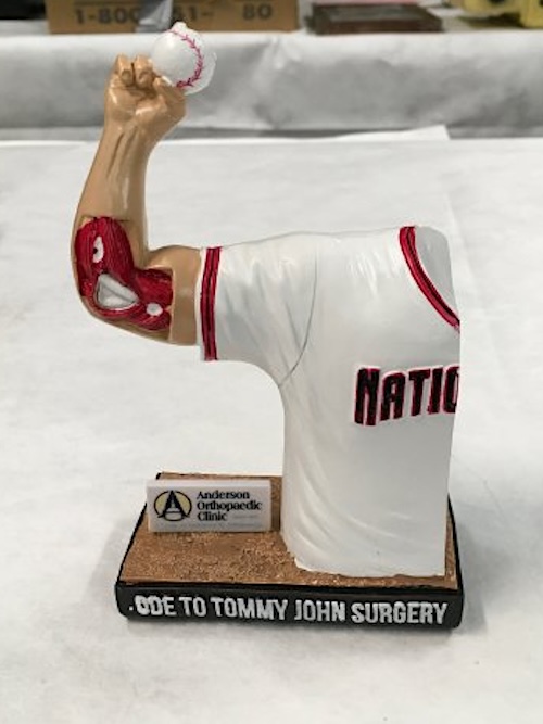 statuette of baseball pitcher Tommy John