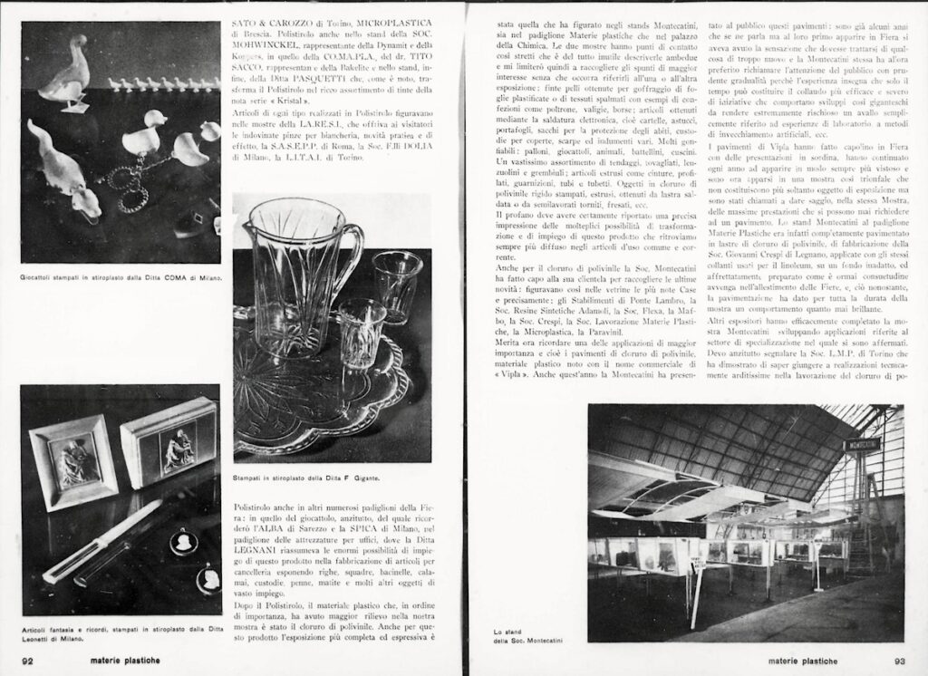 page spread from an Italian plastics journal