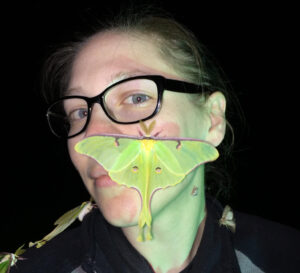 Tanya Dapkey with butterfly on her nose
