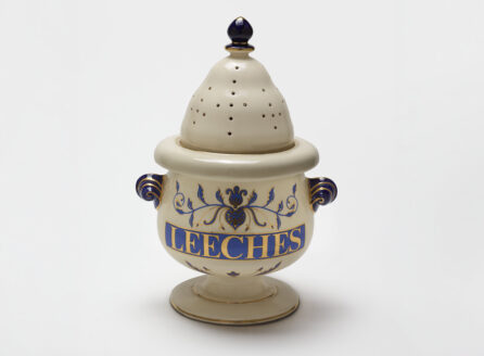porcelain jar with writing and gilding