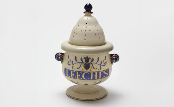 porcelain jar with writing and gilding