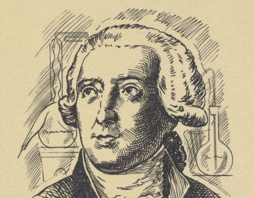 Illustration of Antoine-Laurent Lavoisier used on a French postage stamp