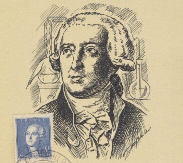 Illustration of Antoine-Laurent Lavoisier used on a French postage stamp