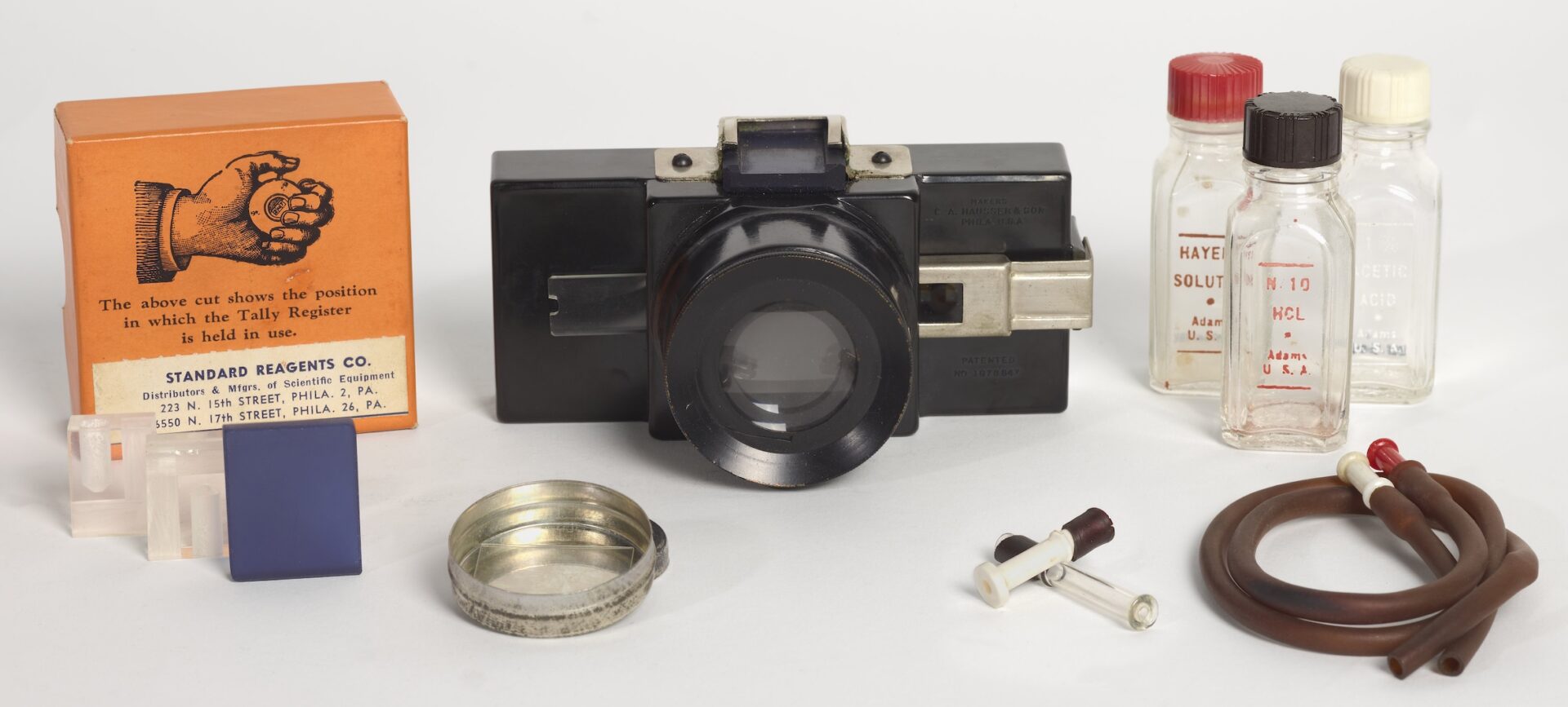 Hemoglobinometer used in the early 20th century to measure hemoglobin levels in blood, ca. 1940.