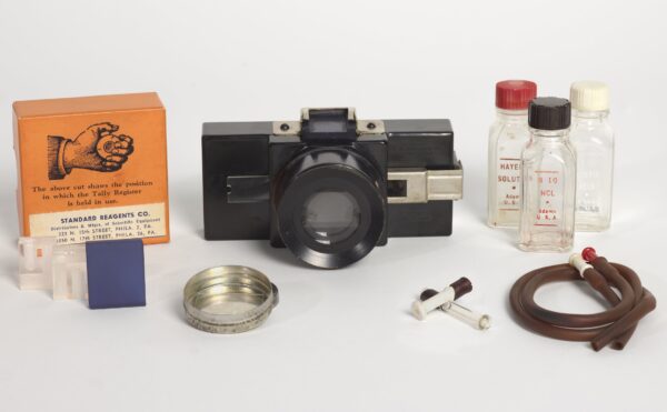 Hemoglobinometer used in the early 20th century to measure hemoglobin levels in blood, ca. 1940.
