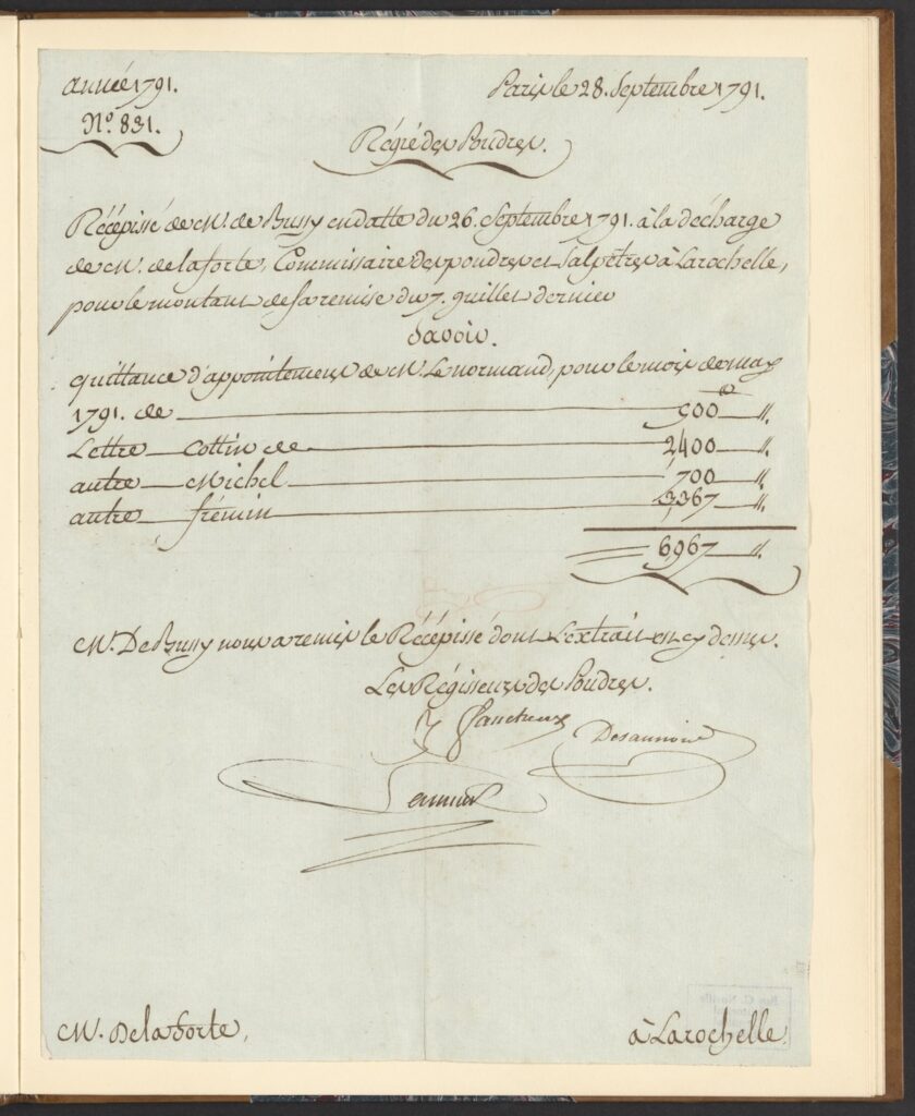 Handwritten manuscript by Antoine Lavoisier