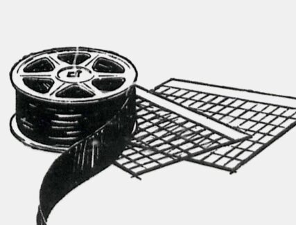 illustration of a film reel and contact sheets