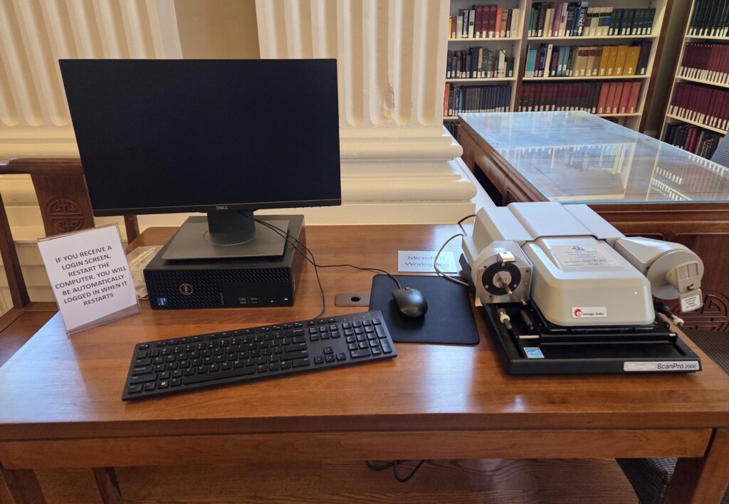 microfilm machine in the Othmer Library