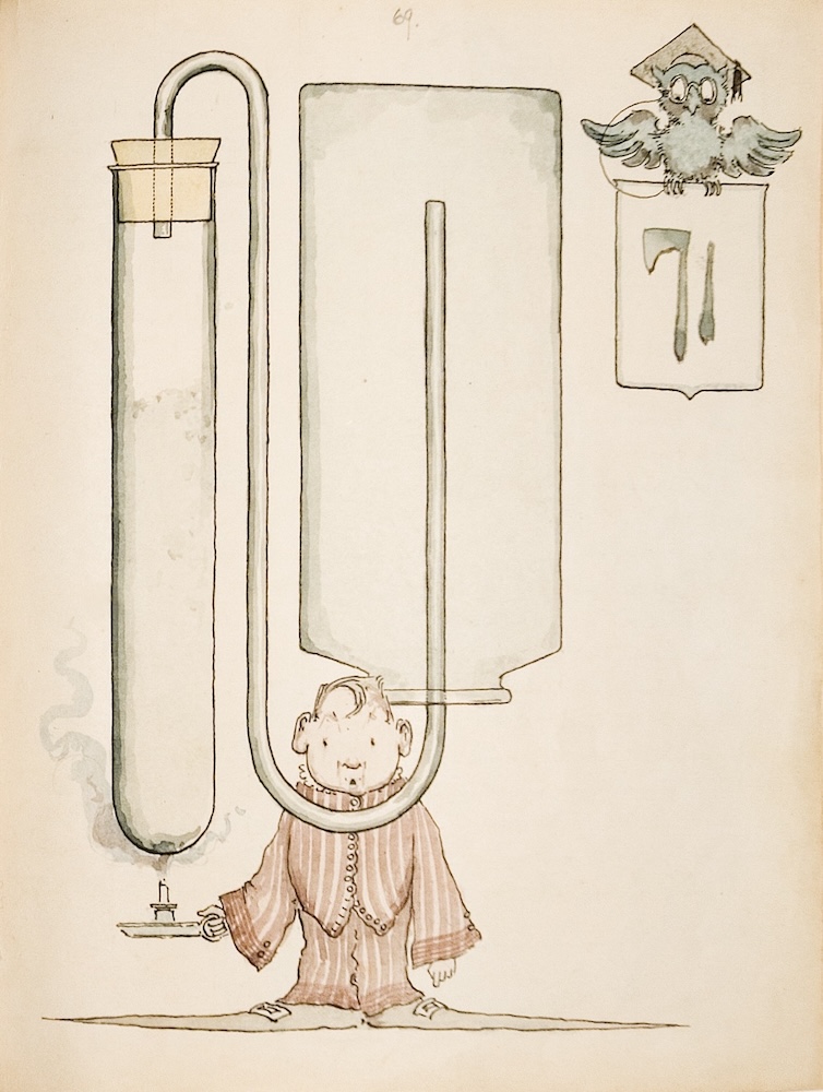 Page from Maxfield Parrish’s chemistry notebook illustrating the preparation of ammonia, 1890.