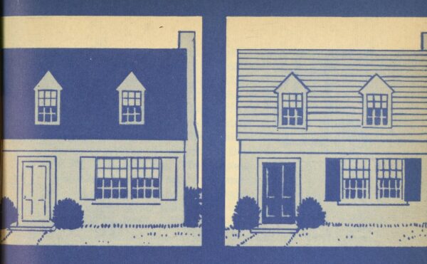 monochrome blue illustration of house exteriors with the caption "Be a Better Chooser"
