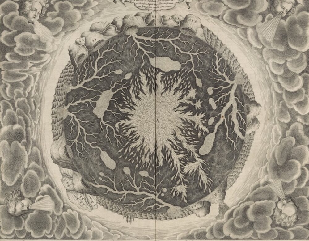 engraving of the inside of Earth from an old book