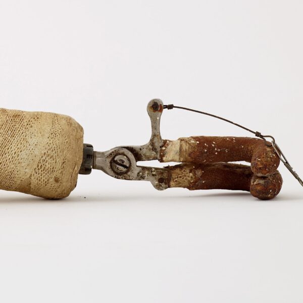 Prosthetic arm with hook, designed by Morris A. Robbins