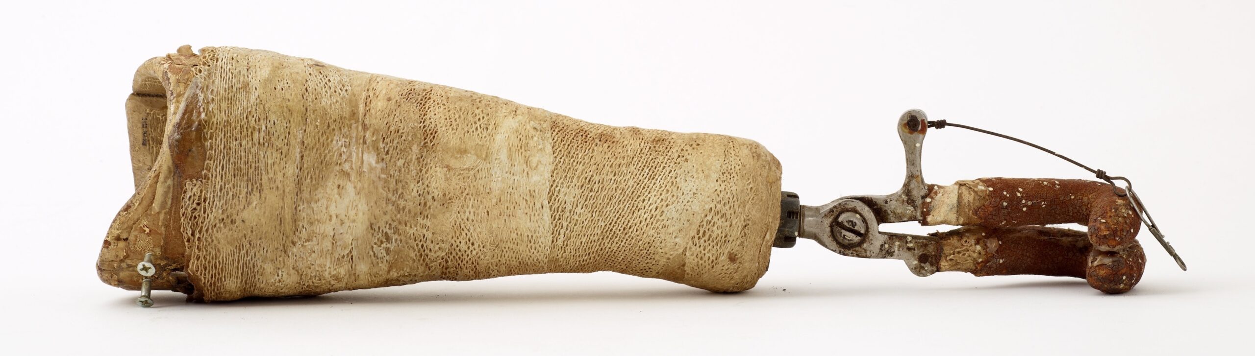 Prosthetic arm with hook, designed by Morris A. Robbins