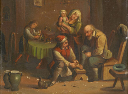 oil painting depicting a 17th-century foot operation