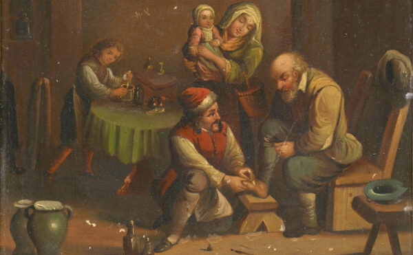 oil painting depicting a 17th-century foot operation