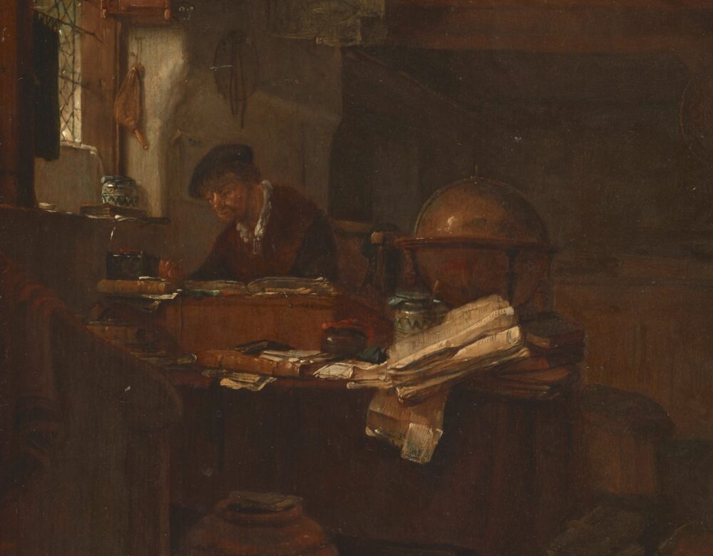 painting of an alchemist in his laboratory
