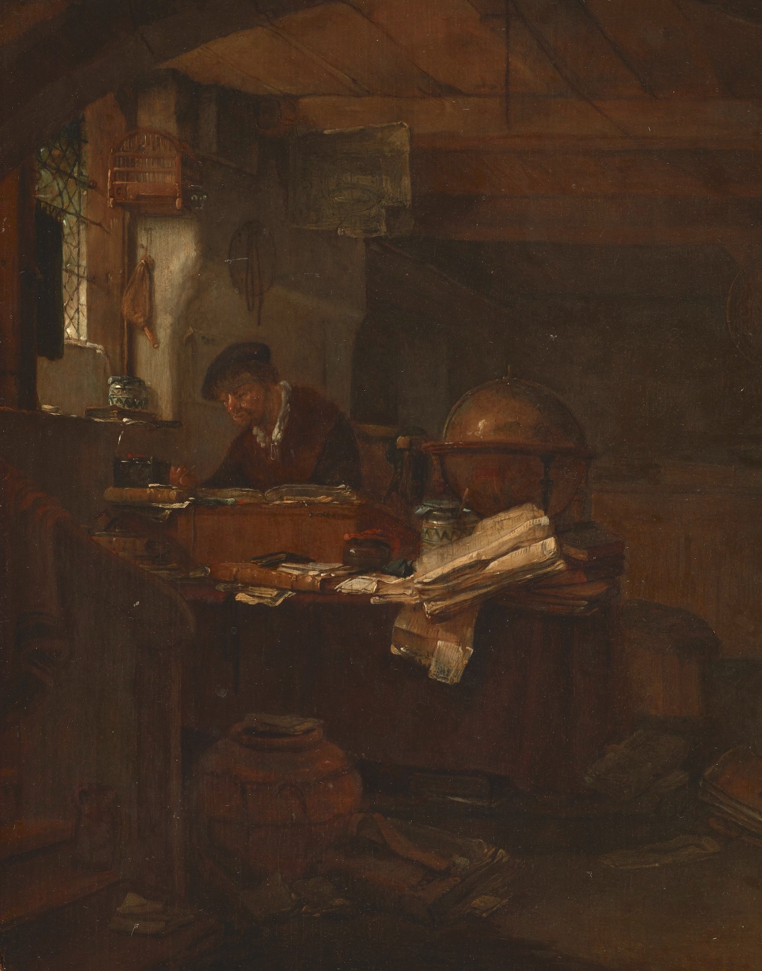 painting of an alchemist in his laboratory