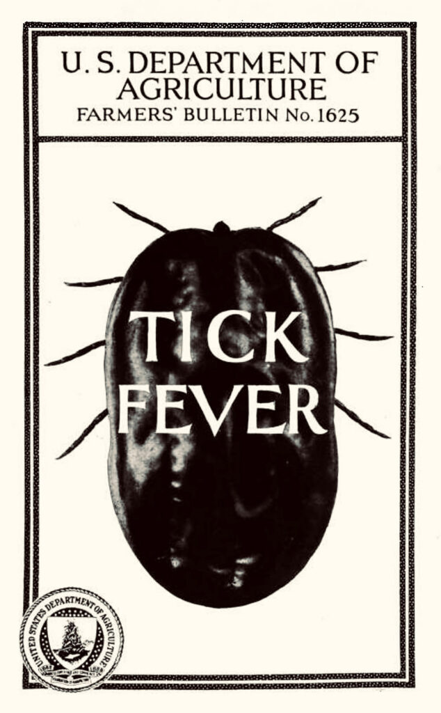 Book cover titled “Tick Fever” with a photo of a tick