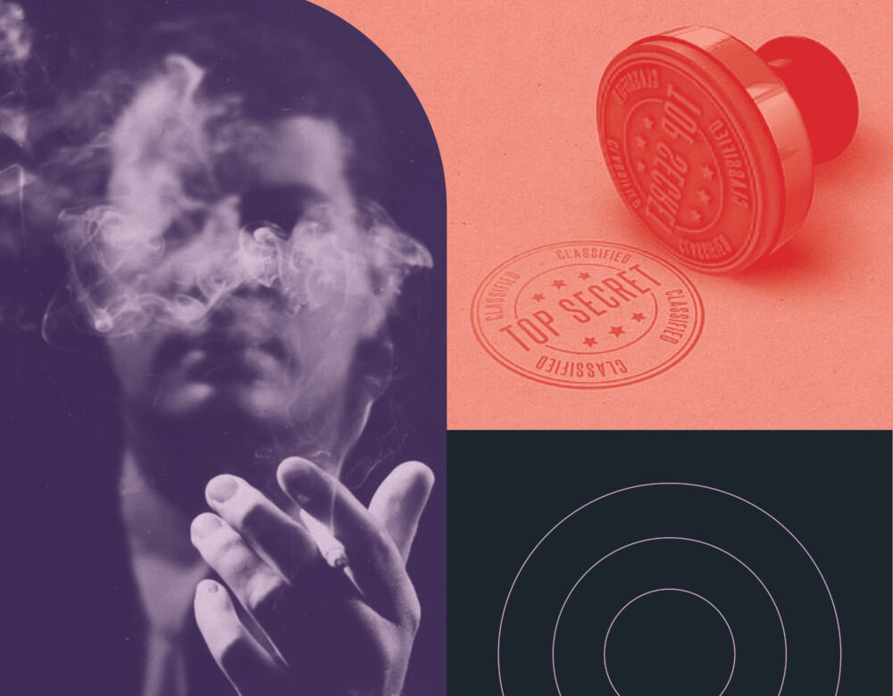 colorful graphic for podcast episode 1 about cigarettes